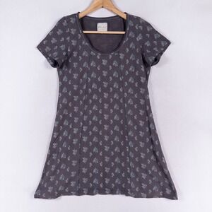 Mistral Tunic Dress Womens UK 12 US S Gray Floral Cotton Jersey Cottage Boho